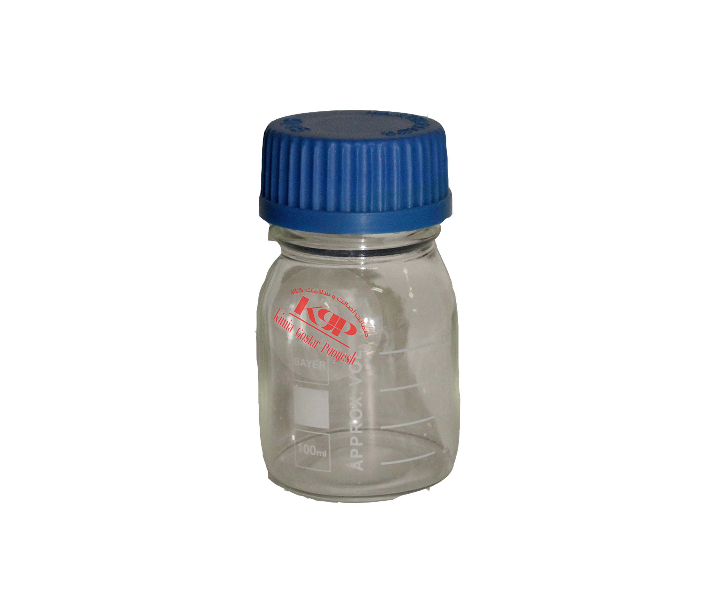 بطری شیشه ای در آبی مندرج
